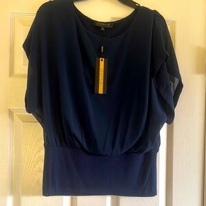Joseph A -Women's Deep Blue Sheer Underlined Blouse. 
Size S, fits M.